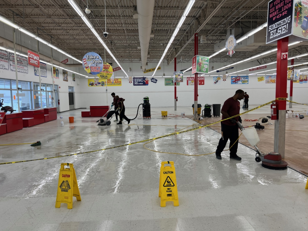 a professional cleaning team at work