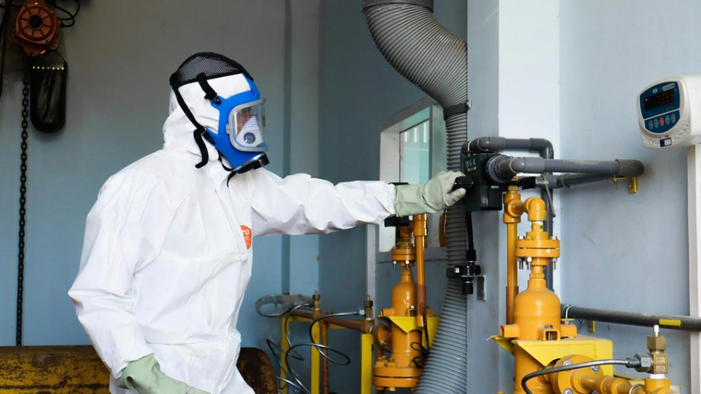 Industrial cleaning team performing preventive cleaning program